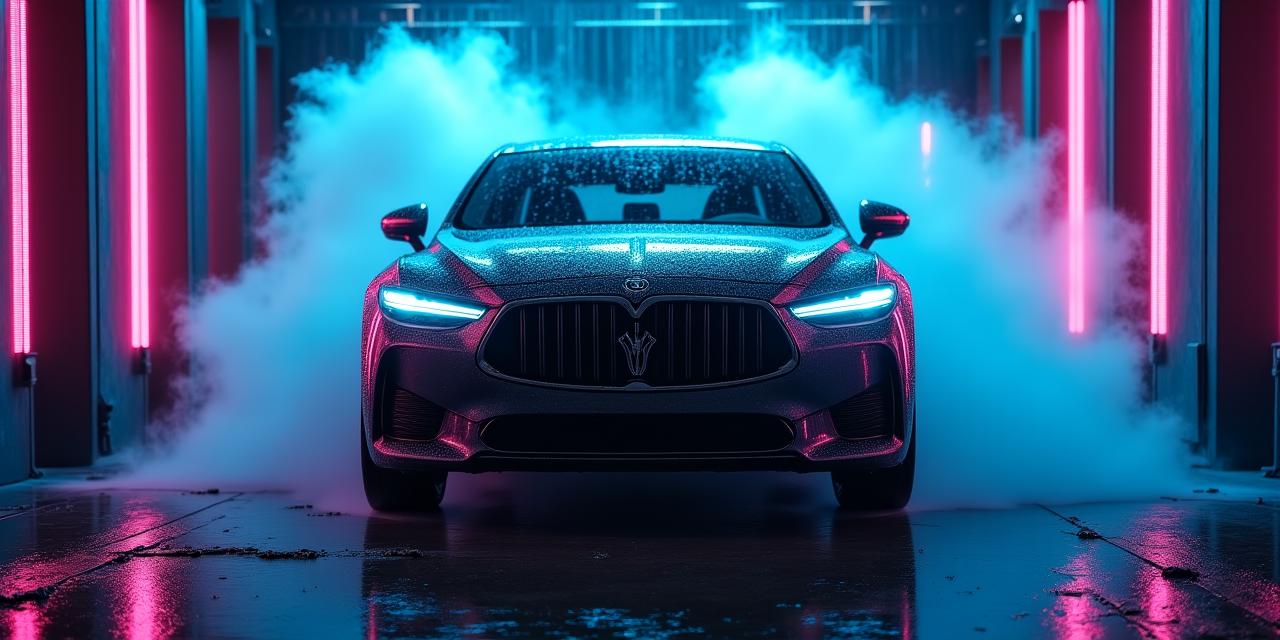 Luxe auto wordt gewassen